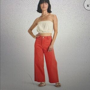 “A New Day”Target Sailor wide leg high rise, ankle  Red women’s canvas jean
